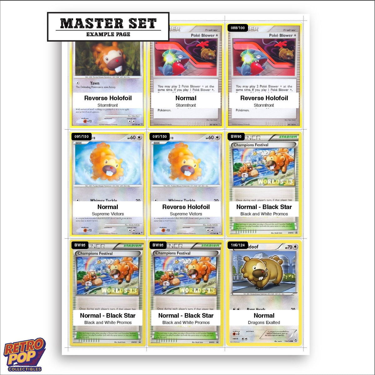 Printed Bidoof Pokemon placeholders in binder - real photo 3