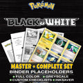 Black and White Pokemon binder placeholders printable PDF - includes Pikachu
