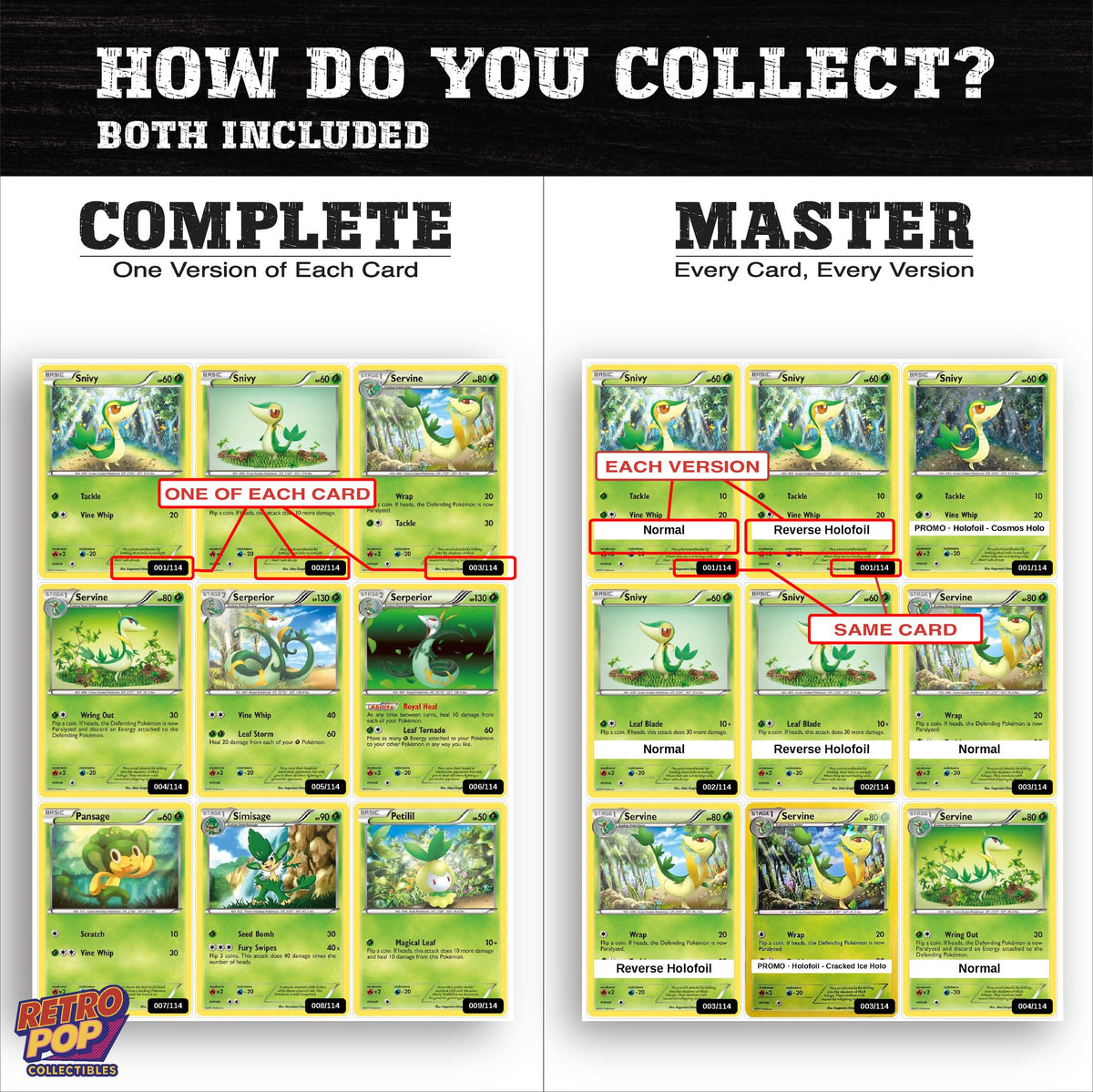 Complete Set vs Master Set versions of Black and White binder placeholders