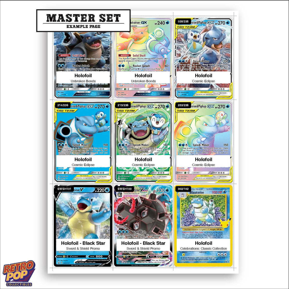 Printed Blastoise Pokemon placeholders in binder - real photo 3