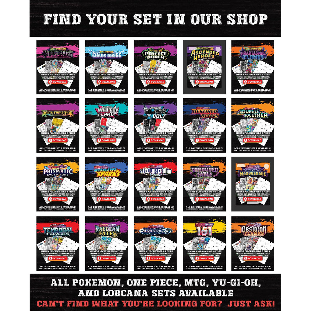All Pokemon master sets available as binder placeholders
