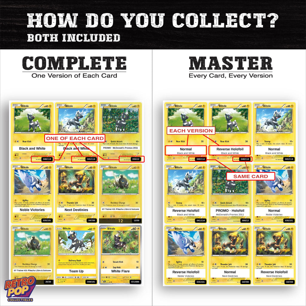 Complete Set vs Master Set versions of the Blitzle binder placeholders