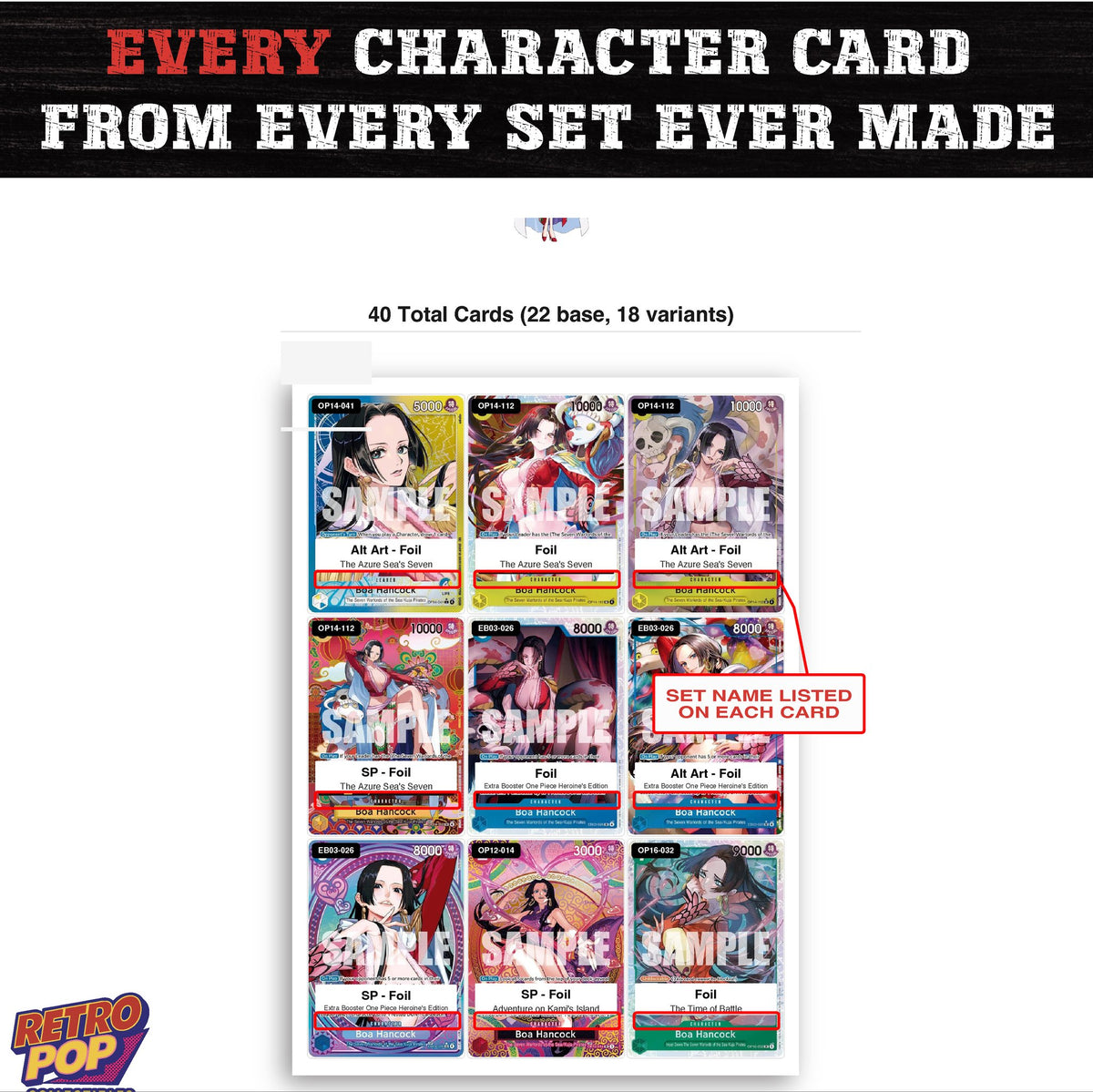 Boa Hancock One Piece TCG character master set - every English Boa Hancock card