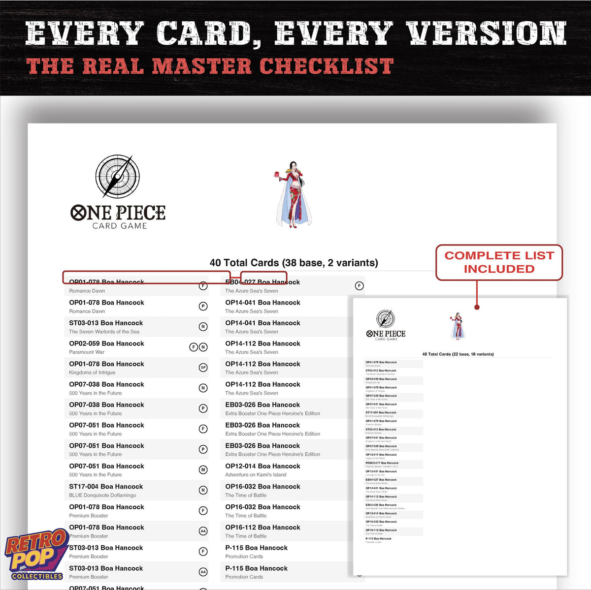 Boa Hancock One Piece card checklist PDF preview
