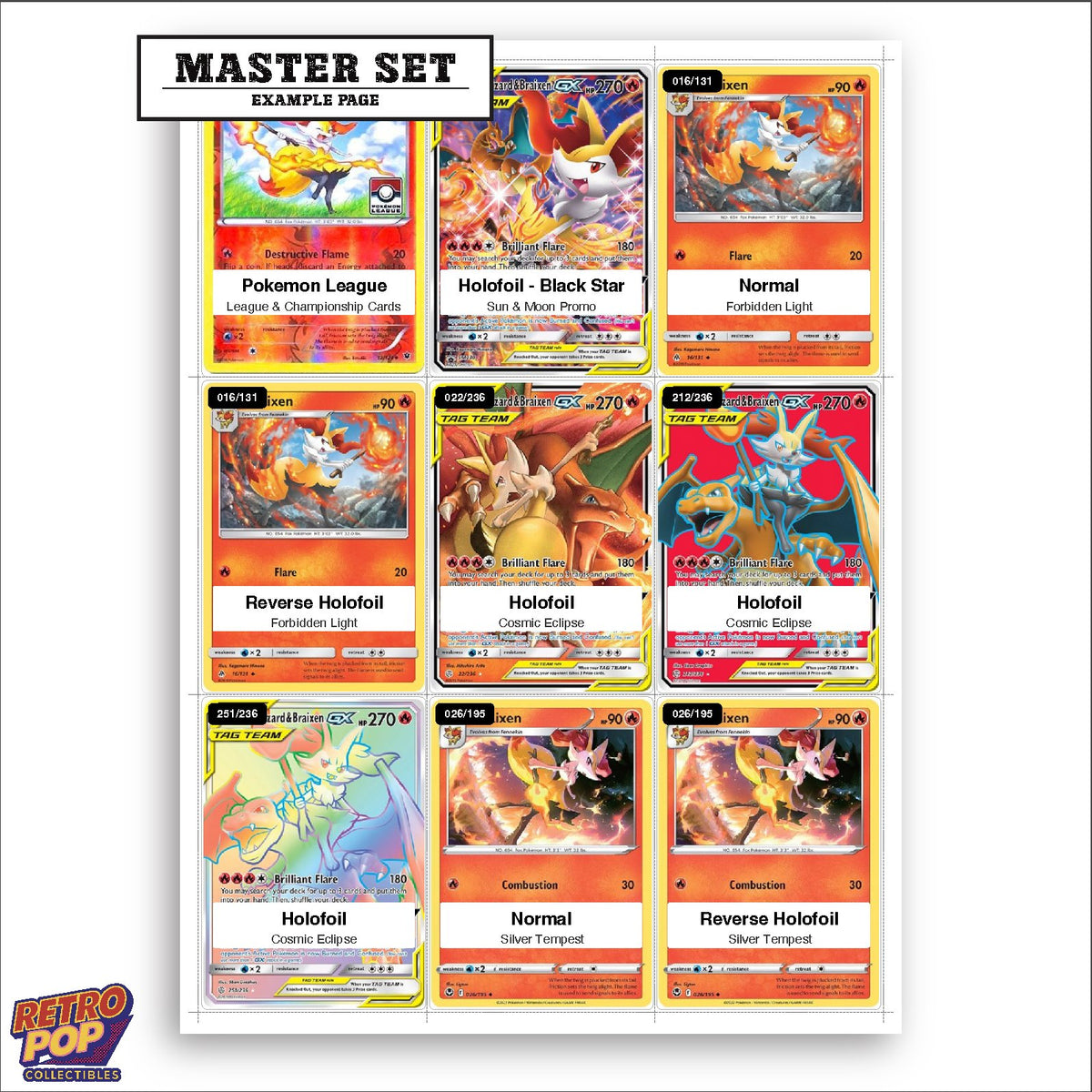 Printed Braixen Pokemon placeholders in binder - real photo 3