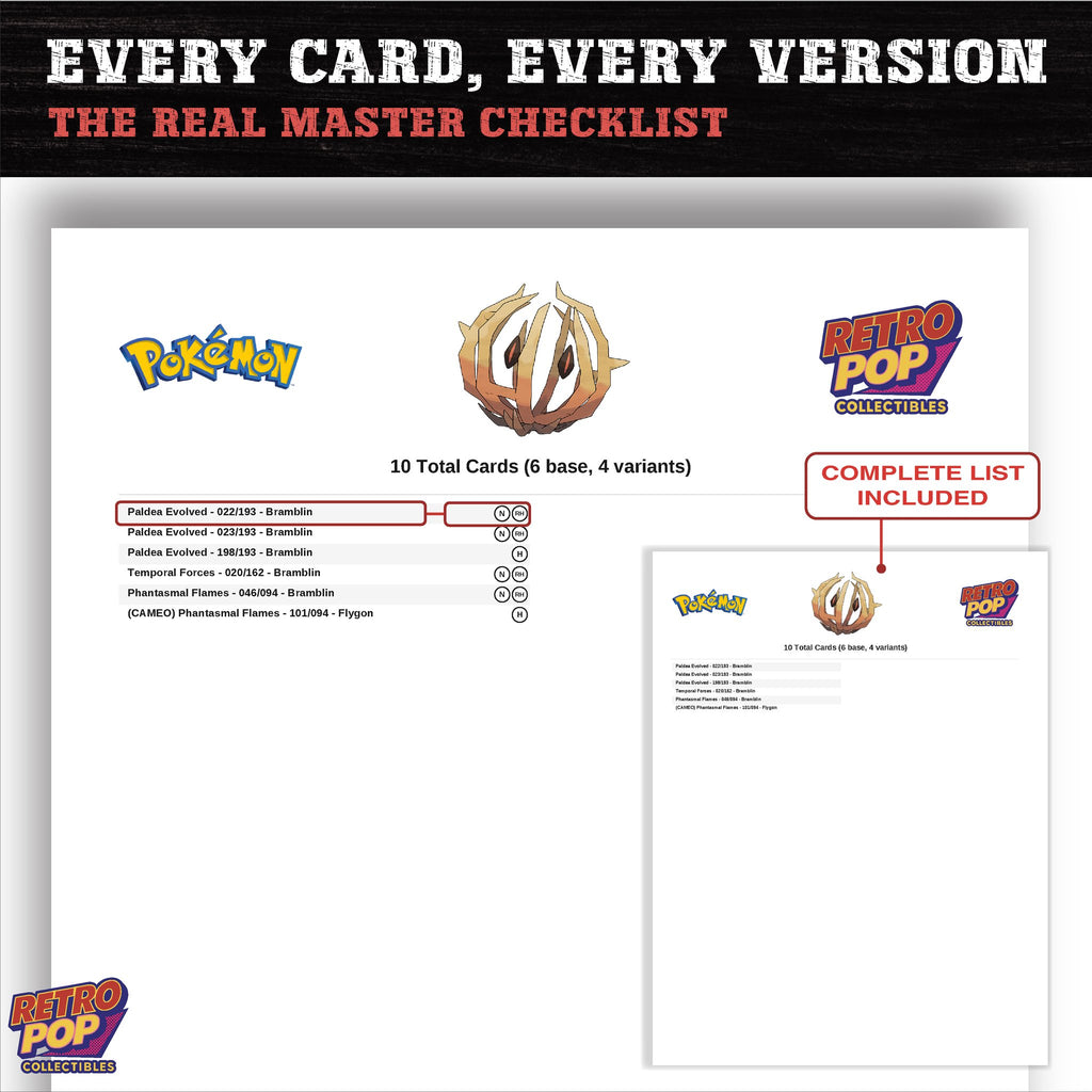 Bramblin master set checklist PDF preview - every card listed