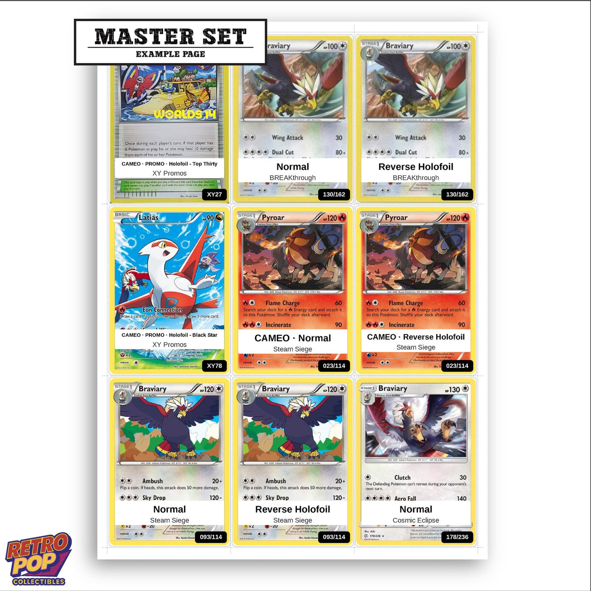 Printed Braviary Pokemon placeholders in binder - real photo 3