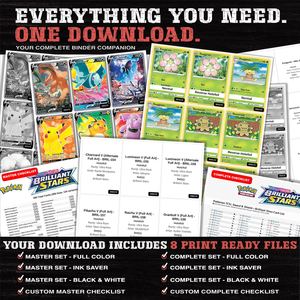 Everything included in the Brilliant Stars placeholder download - 8 PDF files