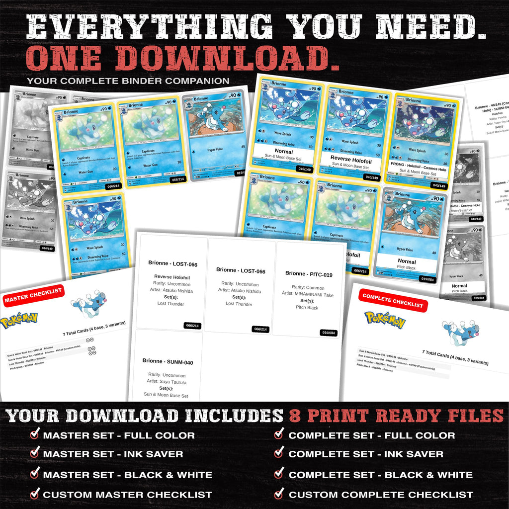 Everything included in the Brionne master set download - 8 PDF files