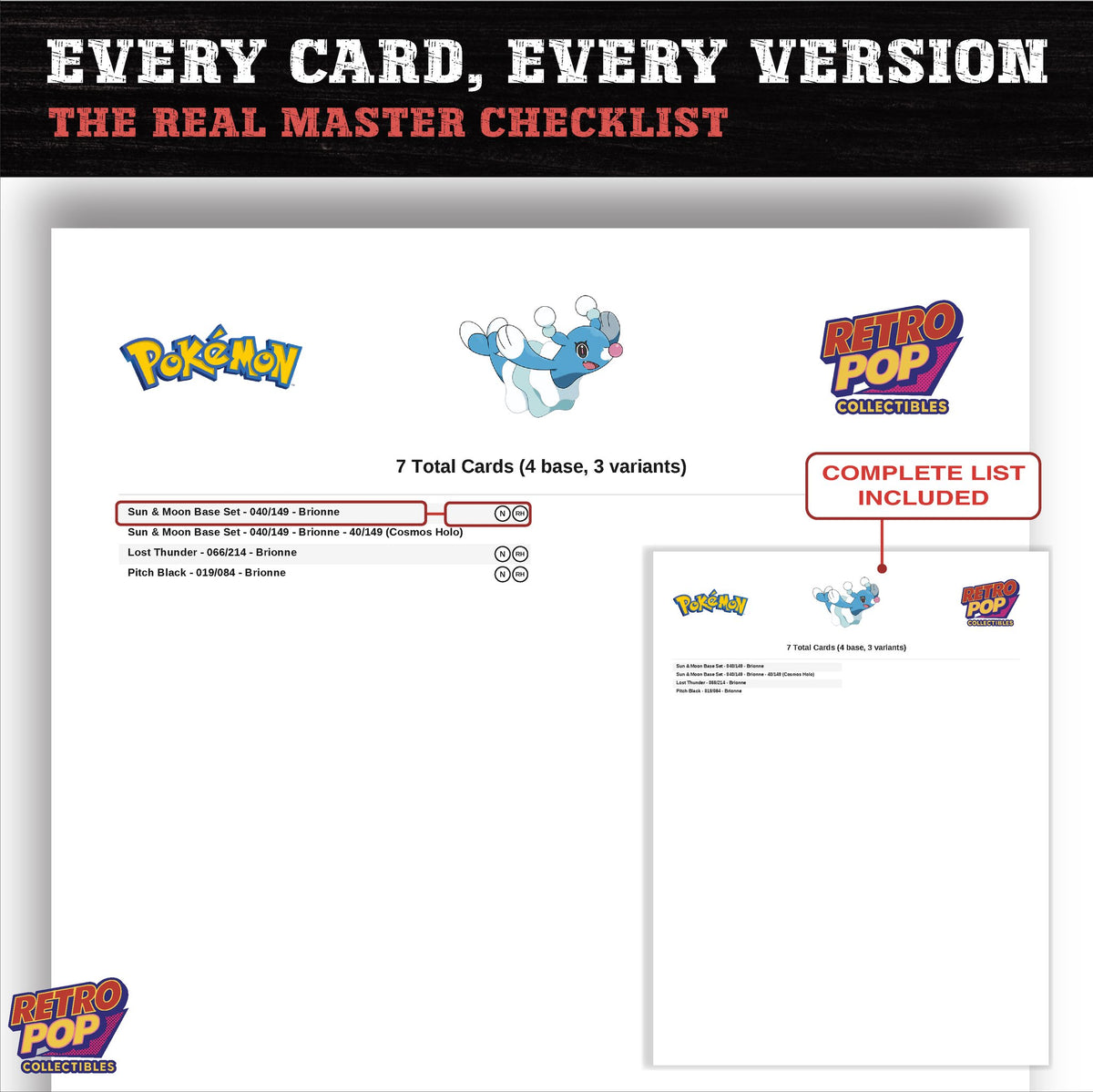 Brionne master set checklist PDF preview - every card listed
