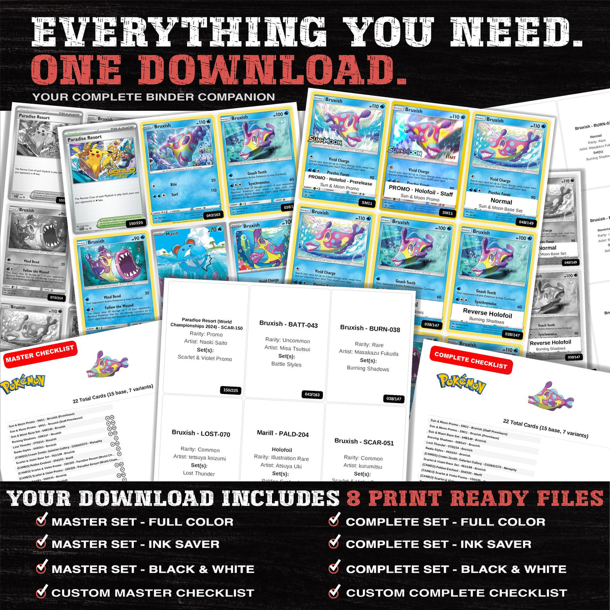 Everything included in the Bruxish master set download - 8 PDF files