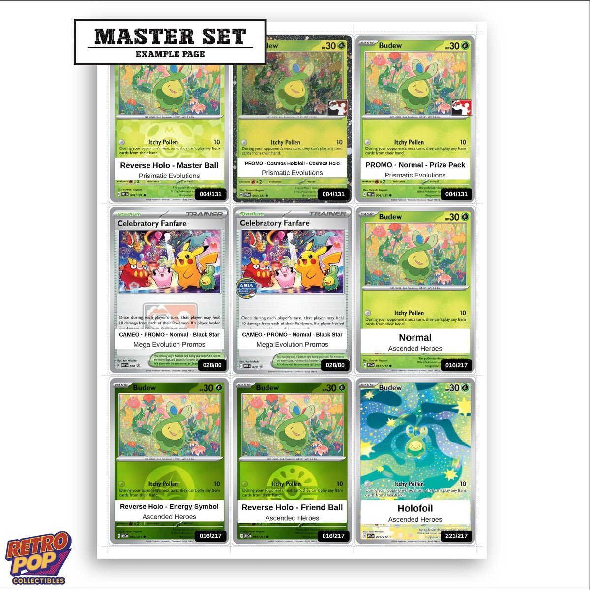 Printed Budew Pokemon placeholders in binder - real photo 3