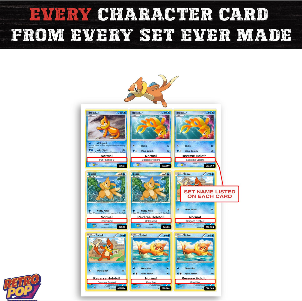 Buizel card collection preview - every set Buizel appears in