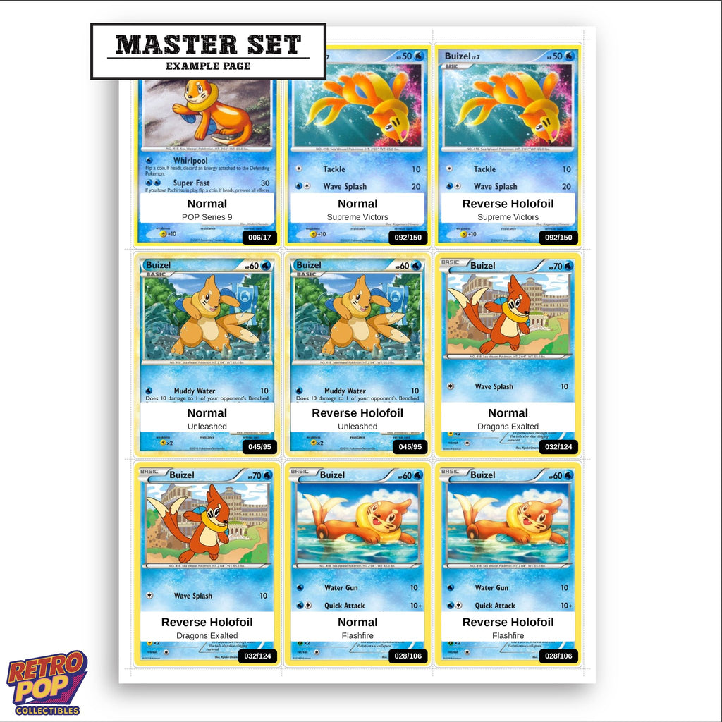 Printed Buizel Pokemon placeholders in binder - real photo 3