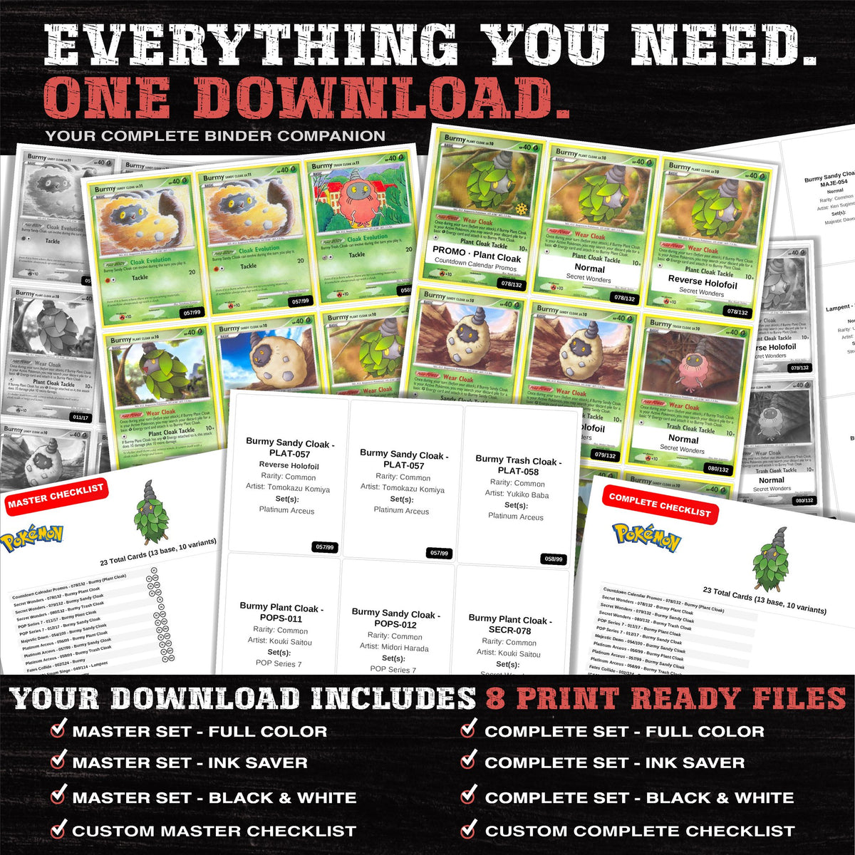 Everything included in the Burmy master set download - 8 PDF files