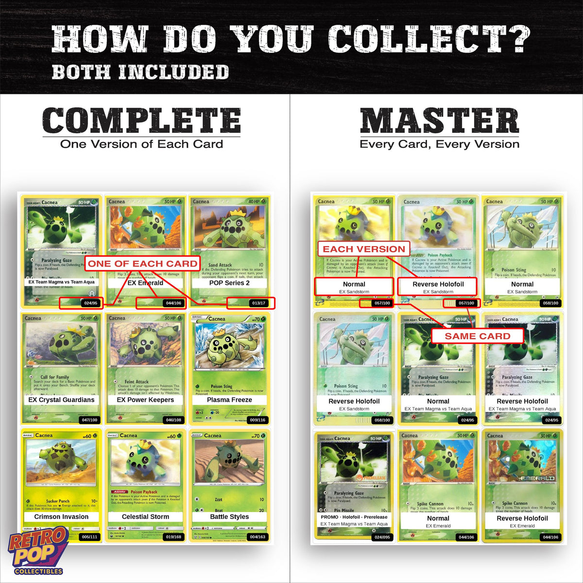Complete Set vs Master Set versions of the Cacnea binder placeholders