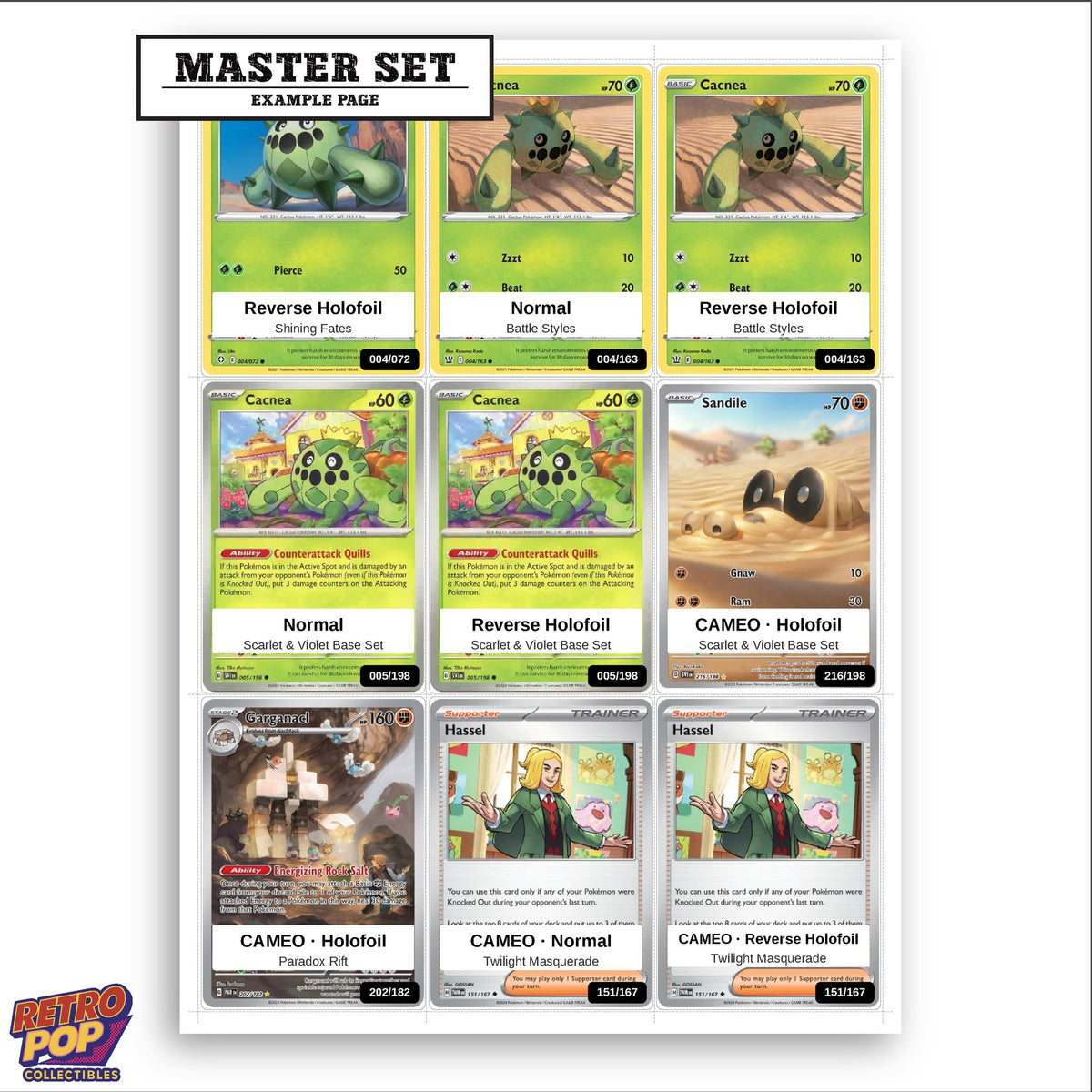 Printed Cacnea Pokemon placeholders in binder - real photo 3