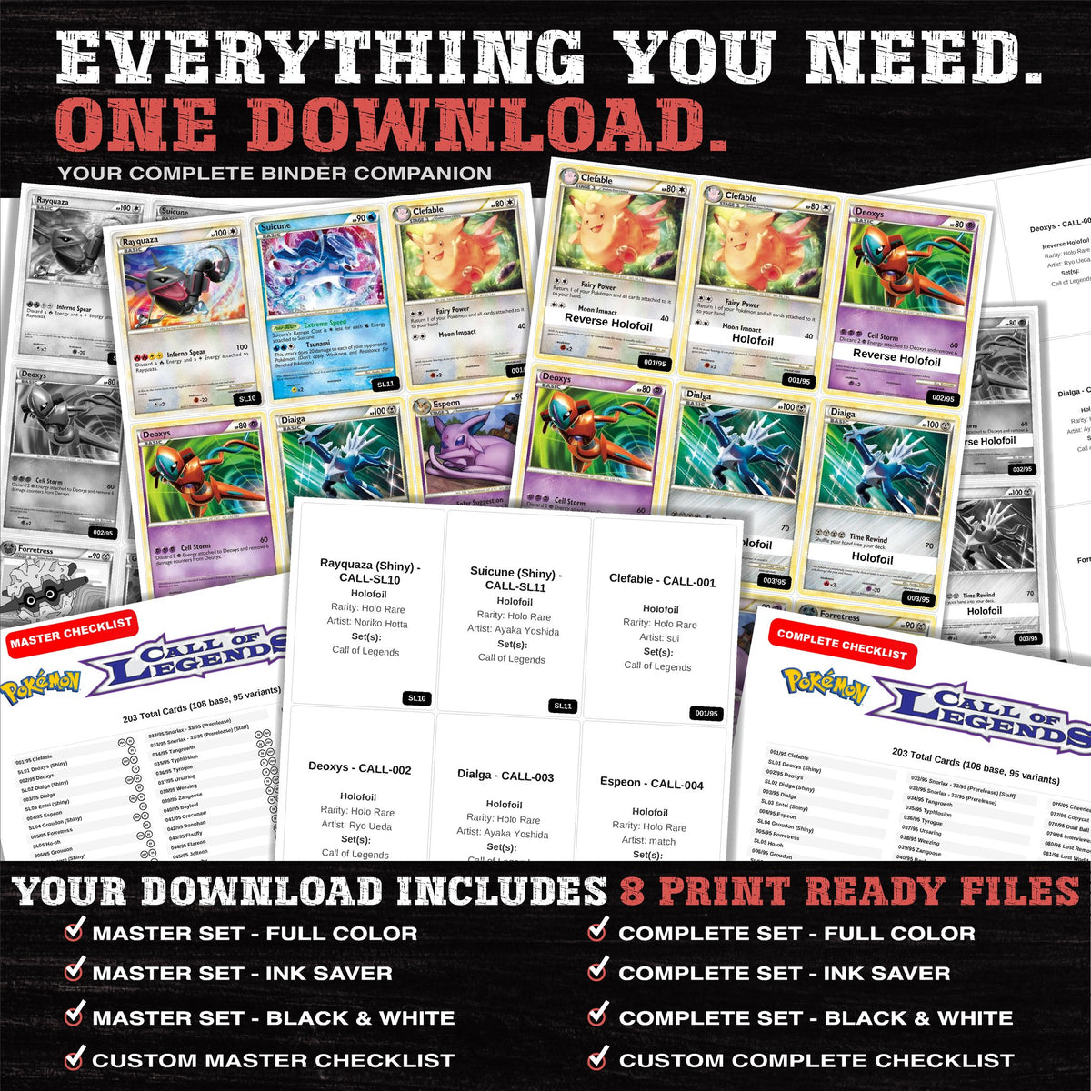 Everything included in the Call of Legends placeholder download - 8 PDF files