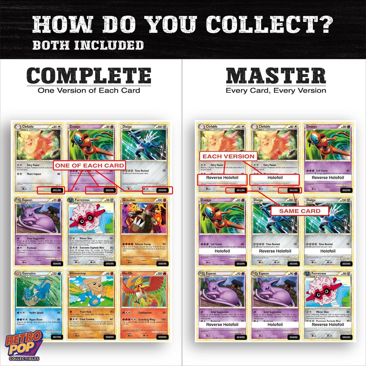 Complete Set vs Master Set versions of Call of Legends binder placeholders