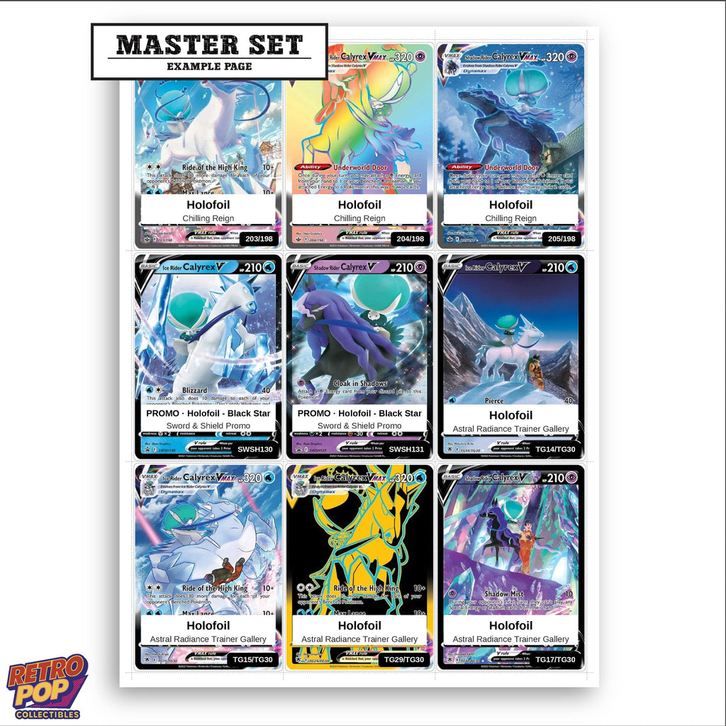 Printed Calyrex Pokemon placeholders in binder - real photo 3