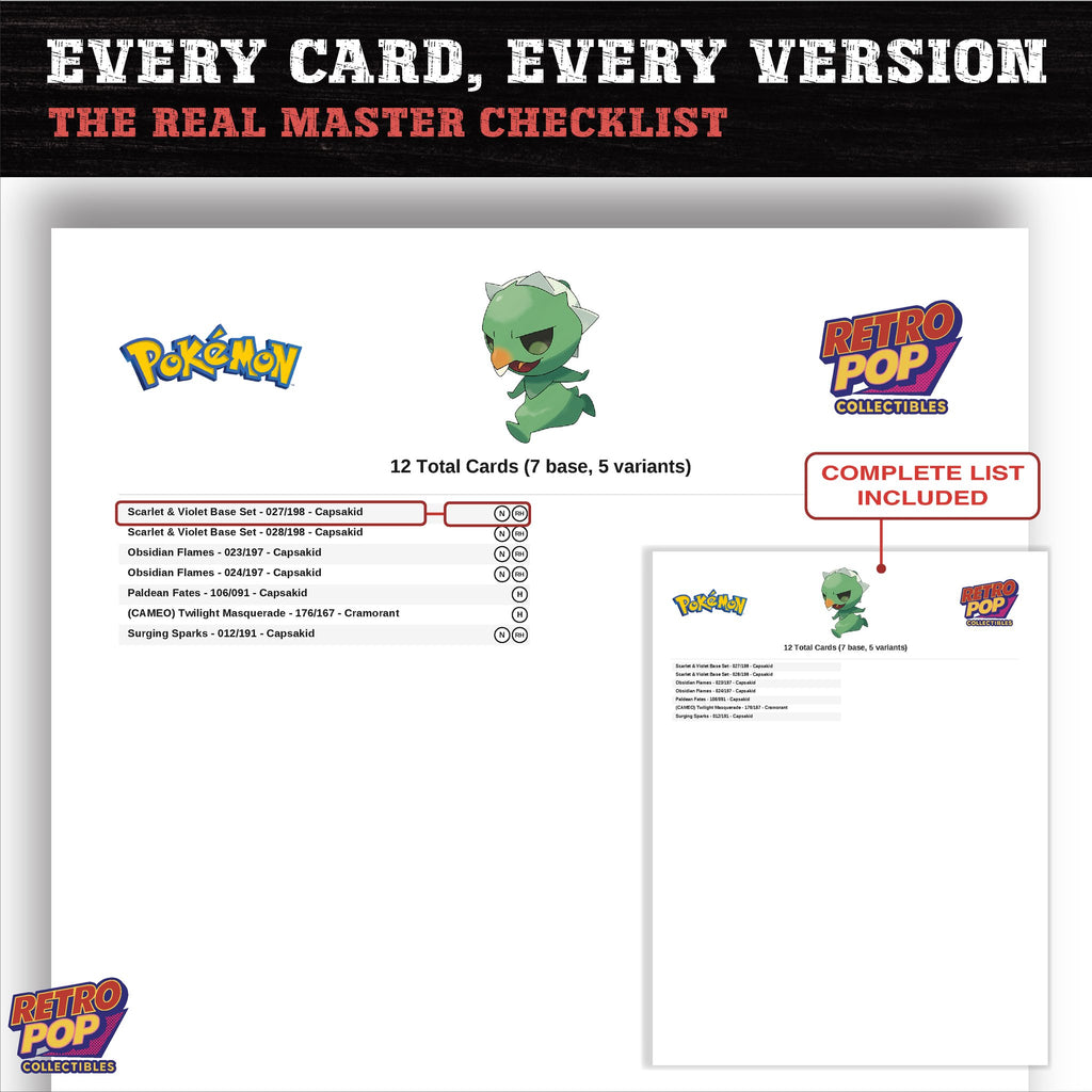 Capsakid master set checklist PDF preview - every card listed