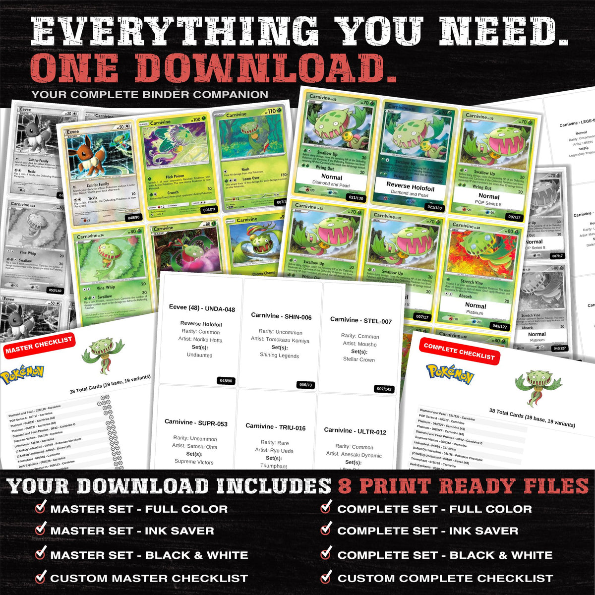 Everything included in the Carnivine master set download - 8 PDF files