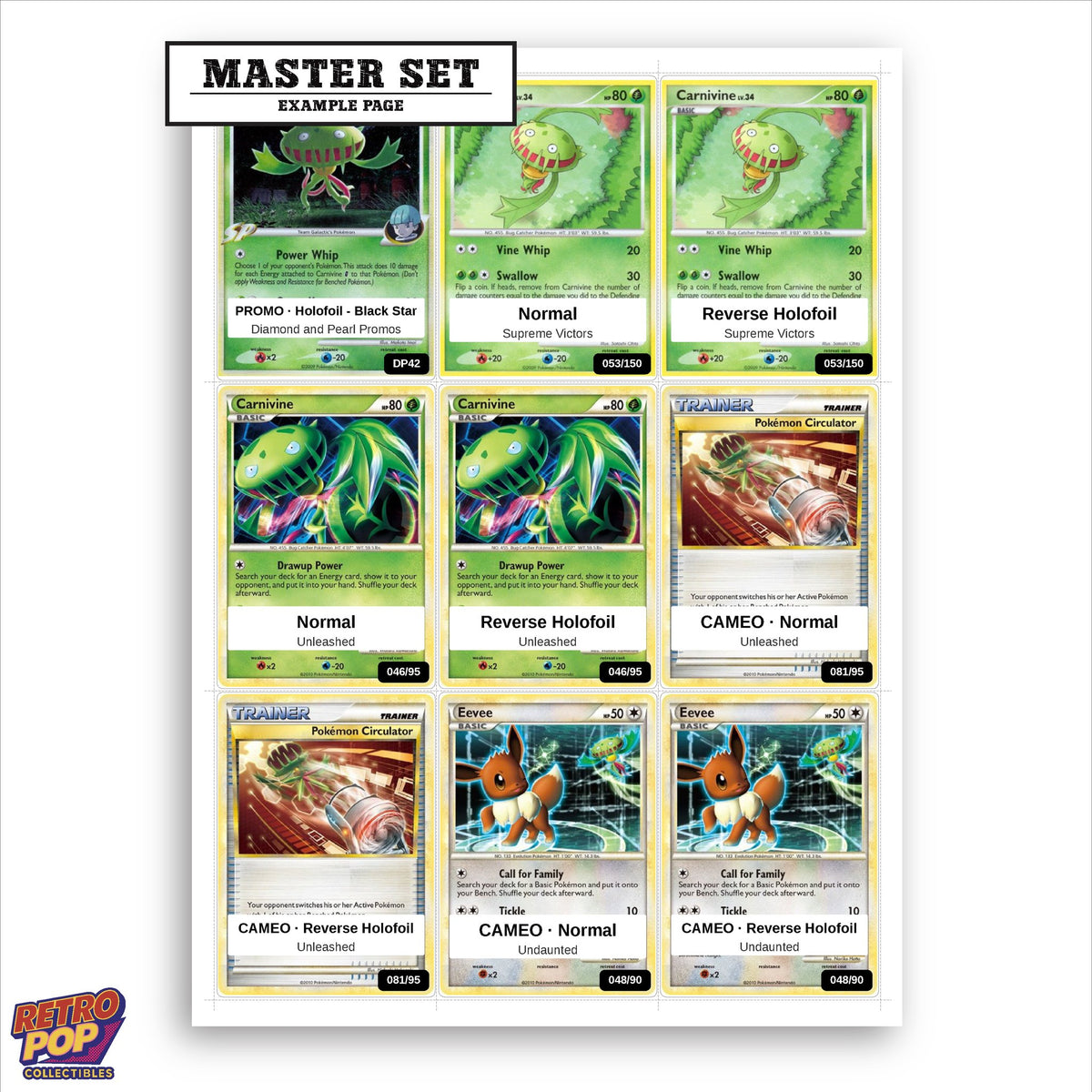 Printed Carnivine Pokemon placeholders in binder - real photo 1