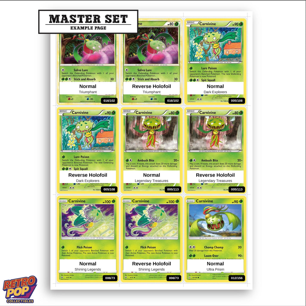 Printed Carnivine Pokemon placeholders in binder - real photo 3