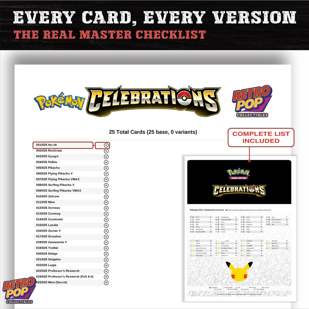 Celebrations Pokemon card checklist PDF preview
