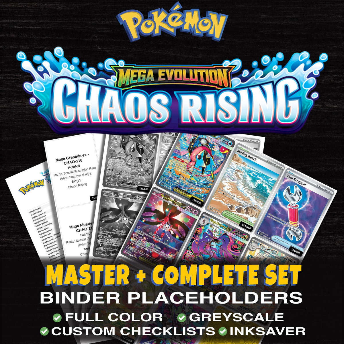 Chaos Rising Pokemon binder placeholders printable PDF - includes Weedle
