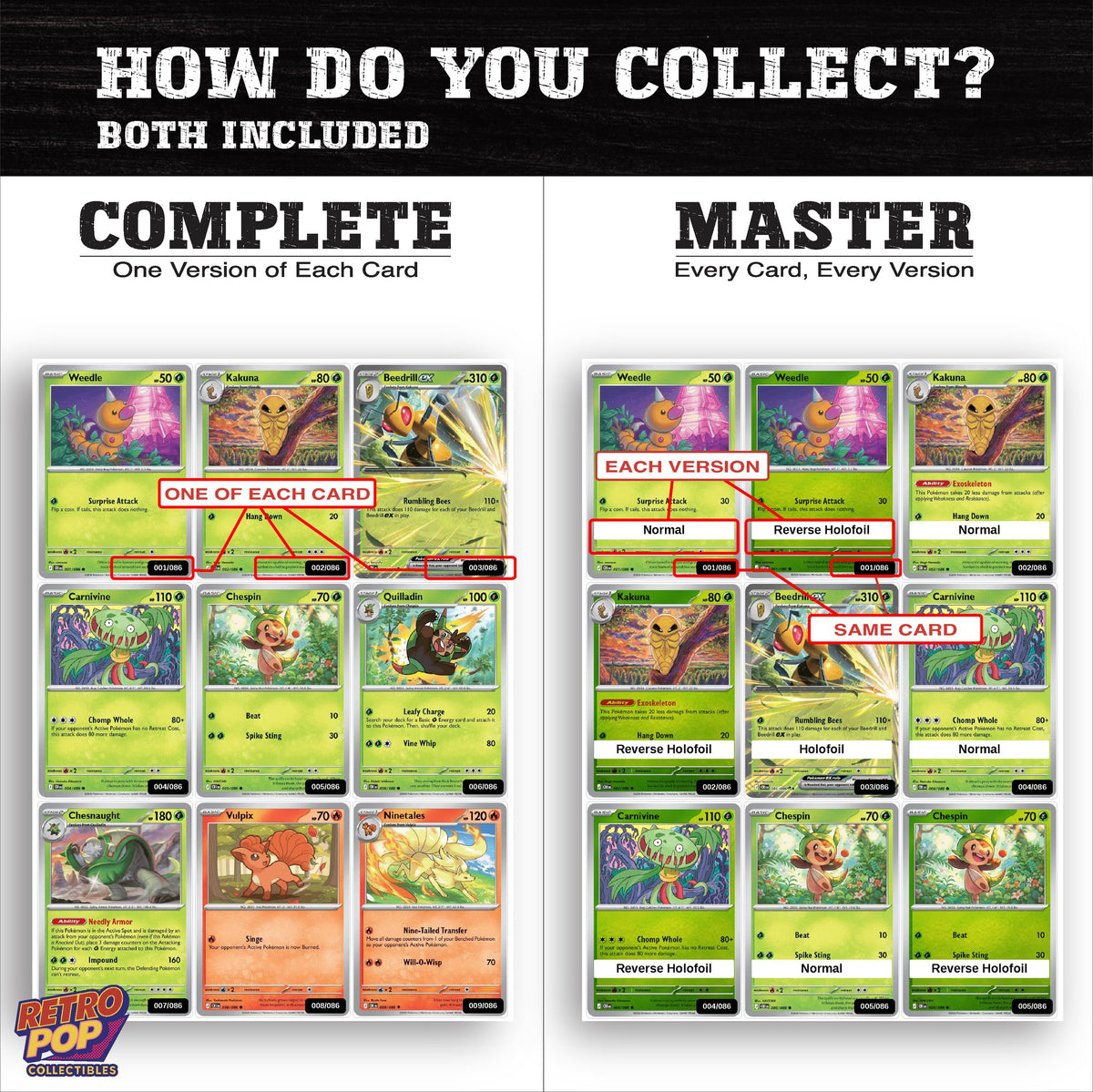 Complete Set vs Master Set versions of Chaos Rising binder placeholders