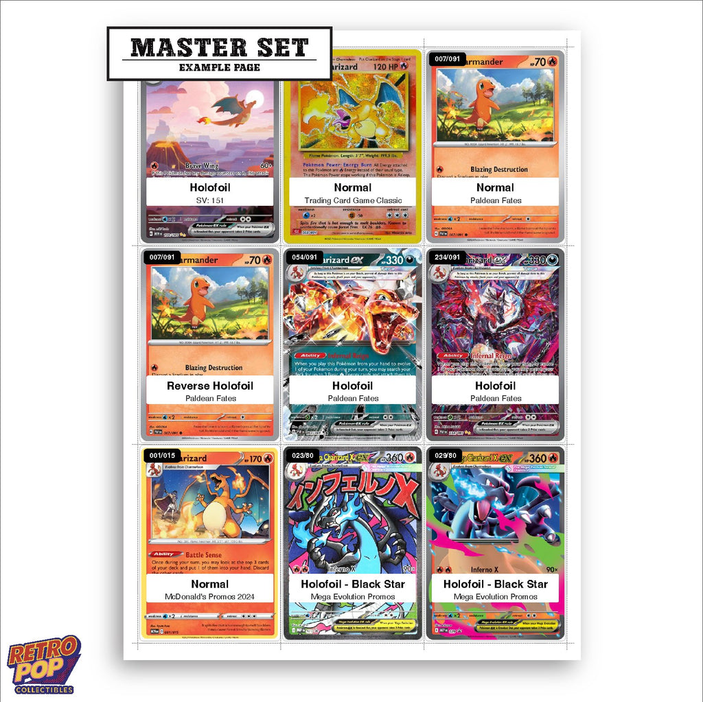 Printed Charizard Pokemon placeholders in binder - real photo 1