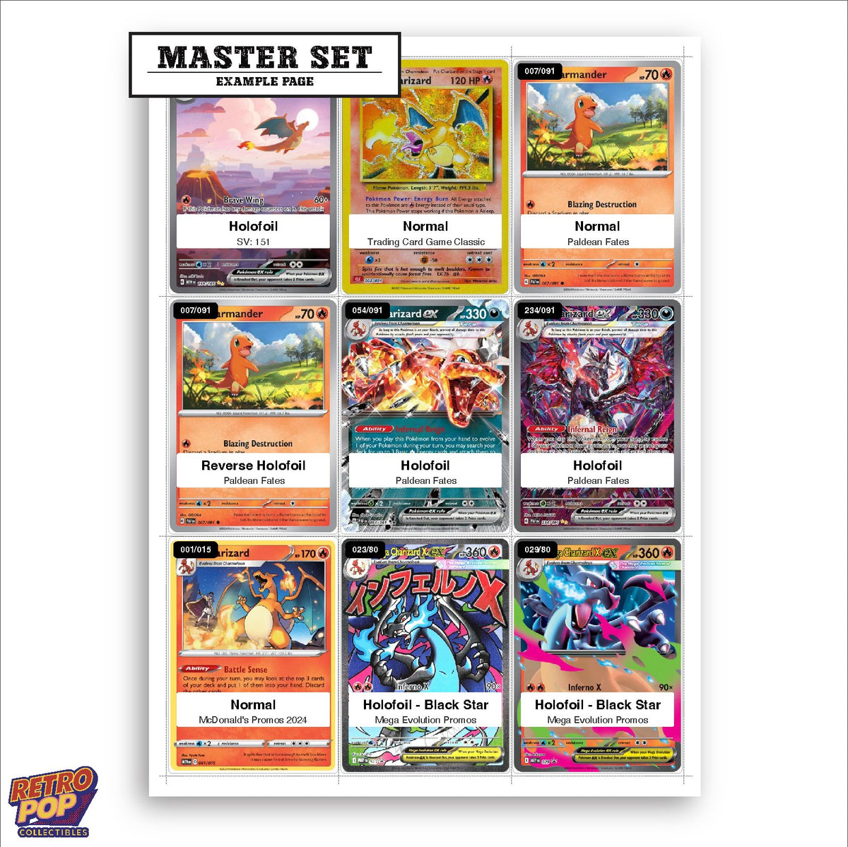 Printed Charizard Pokemon placeholders in binder - real photo 1
