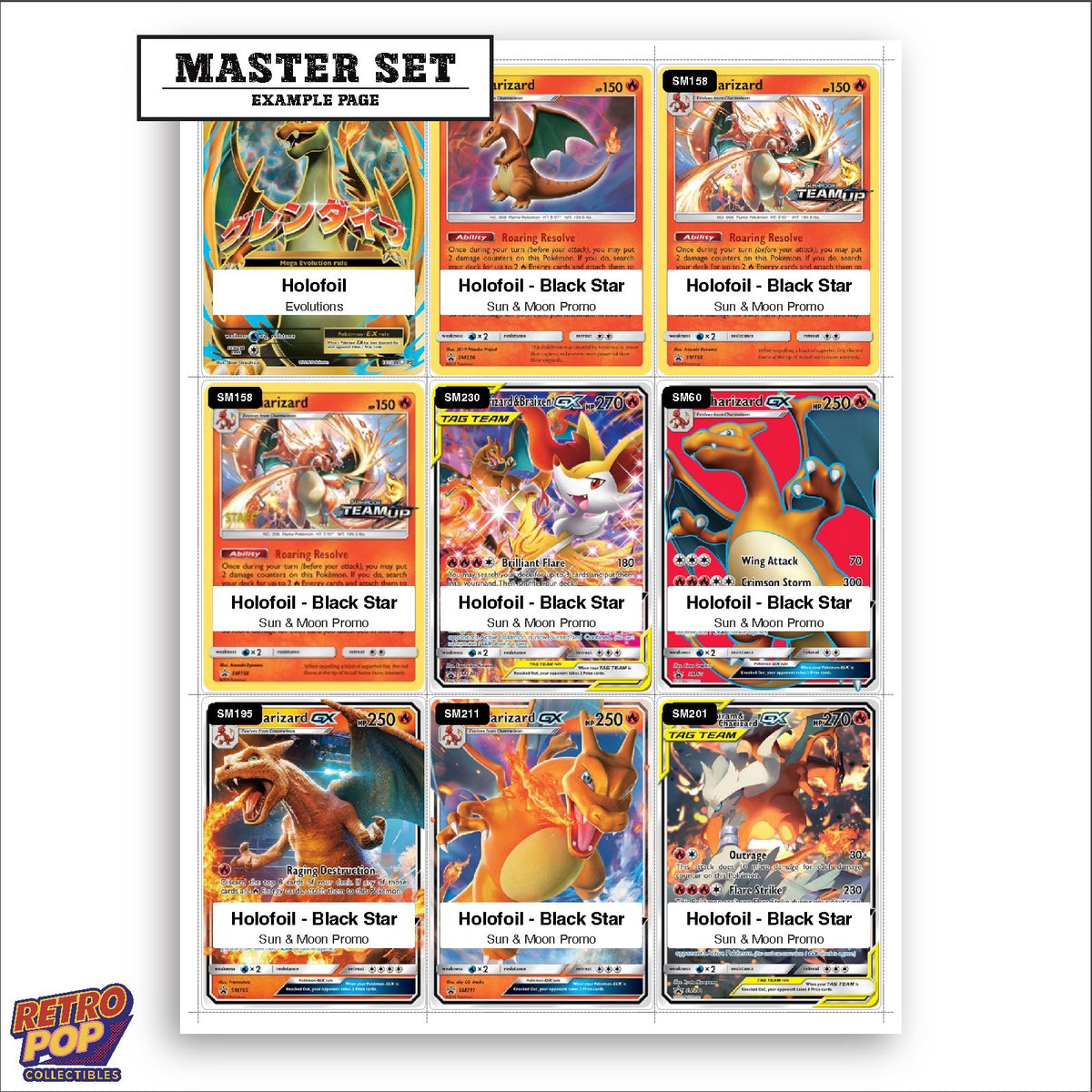 Printed Charizard Pokemon placeholders in binder - real photo 3