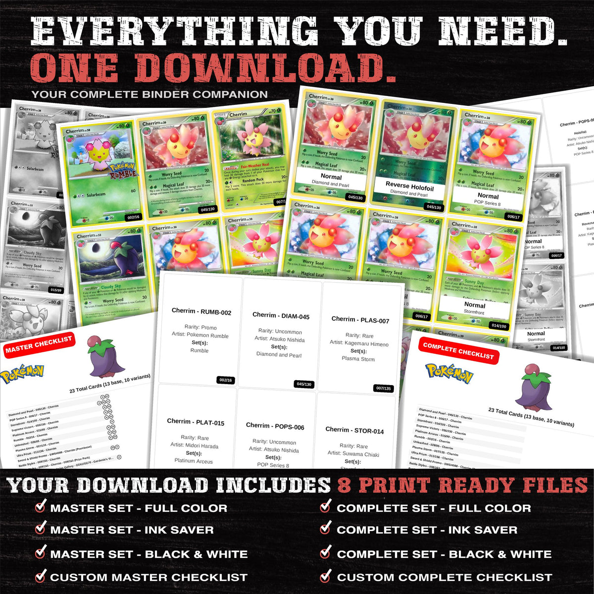 Everything included in the Cherrim master set download - 8 PDF files