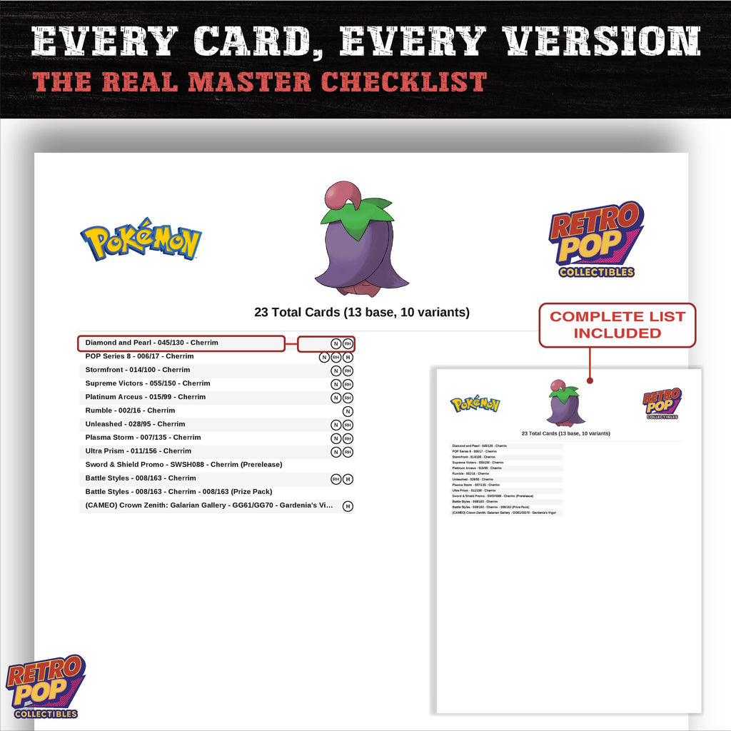 Cherrim master set checklist PDF preview - every card listed