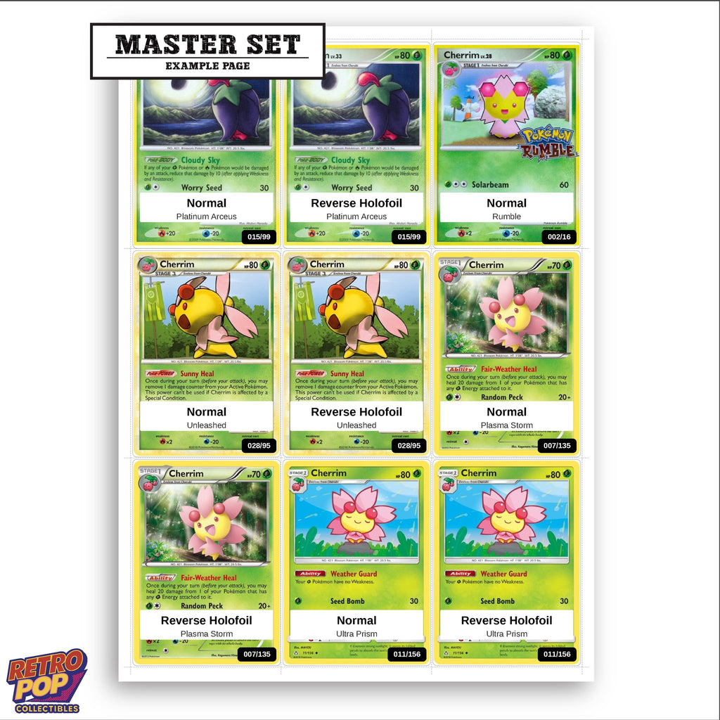 Printed Cherrim Pokemon placeholders in binder - real photo 3