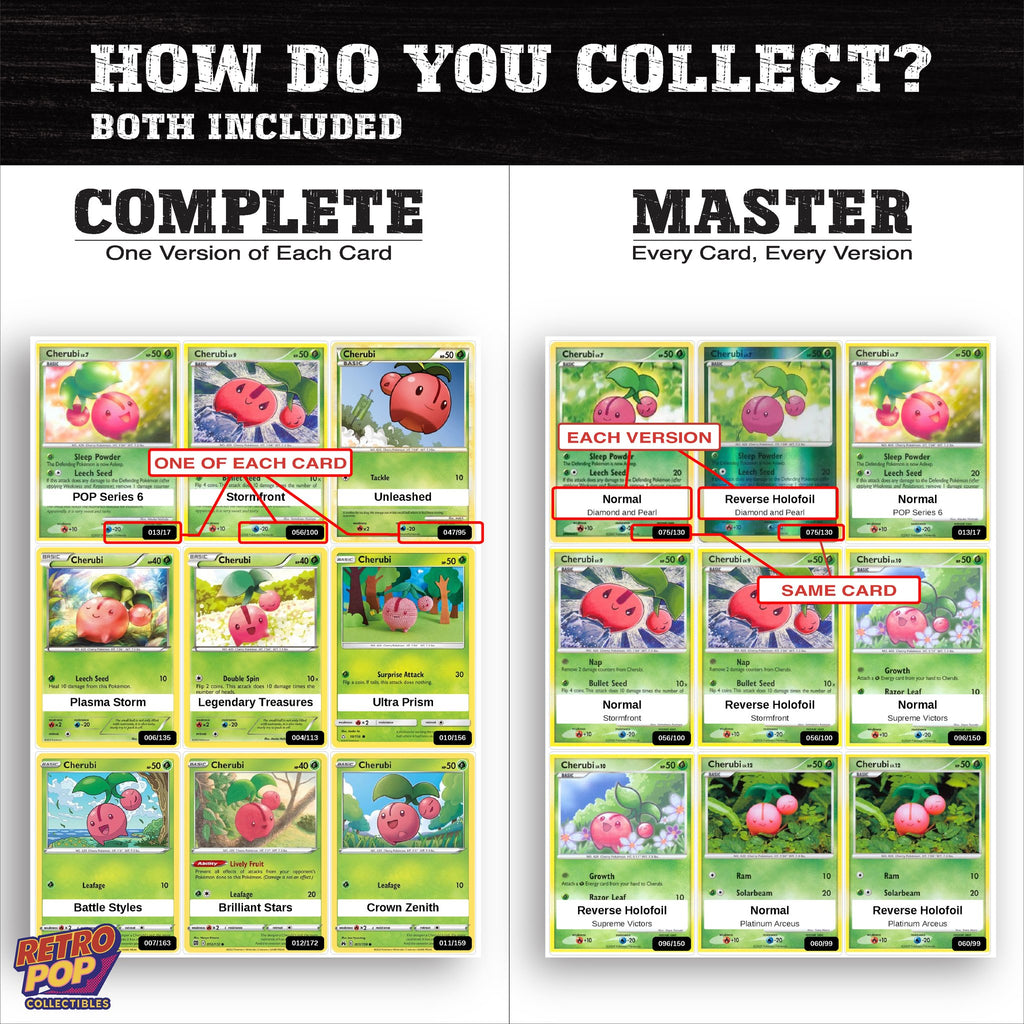 Complete Set vs Master Set versions of the Cherubi binder placeholders