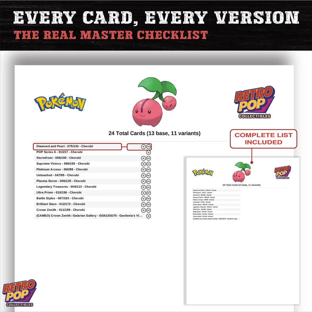 Cherubi master set checklist PDF preview - every card listed