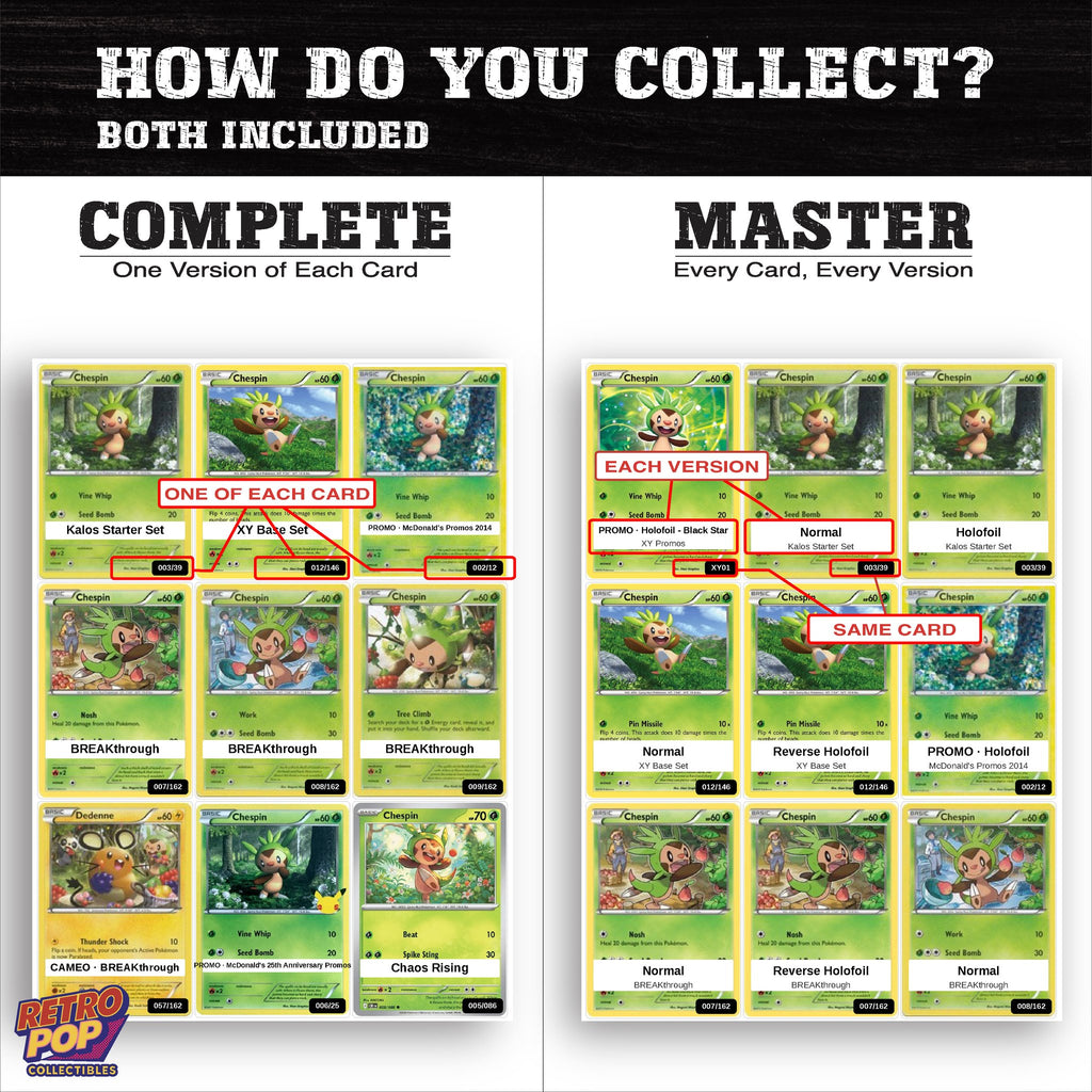 Complete Set vs Master Set versions of the Chespin binder placeholders