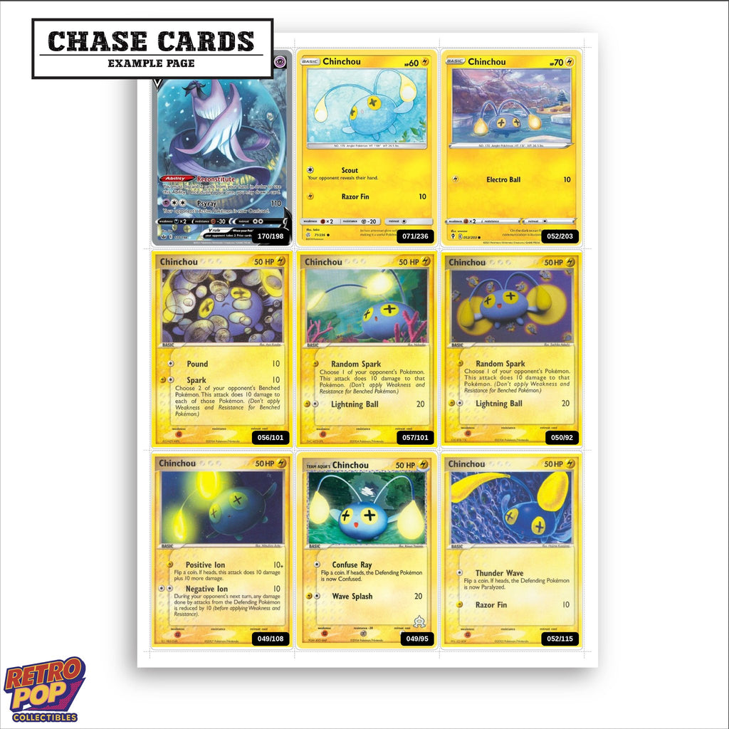 Printed Chinchou Pokemon placeholders in binder - real photo 2