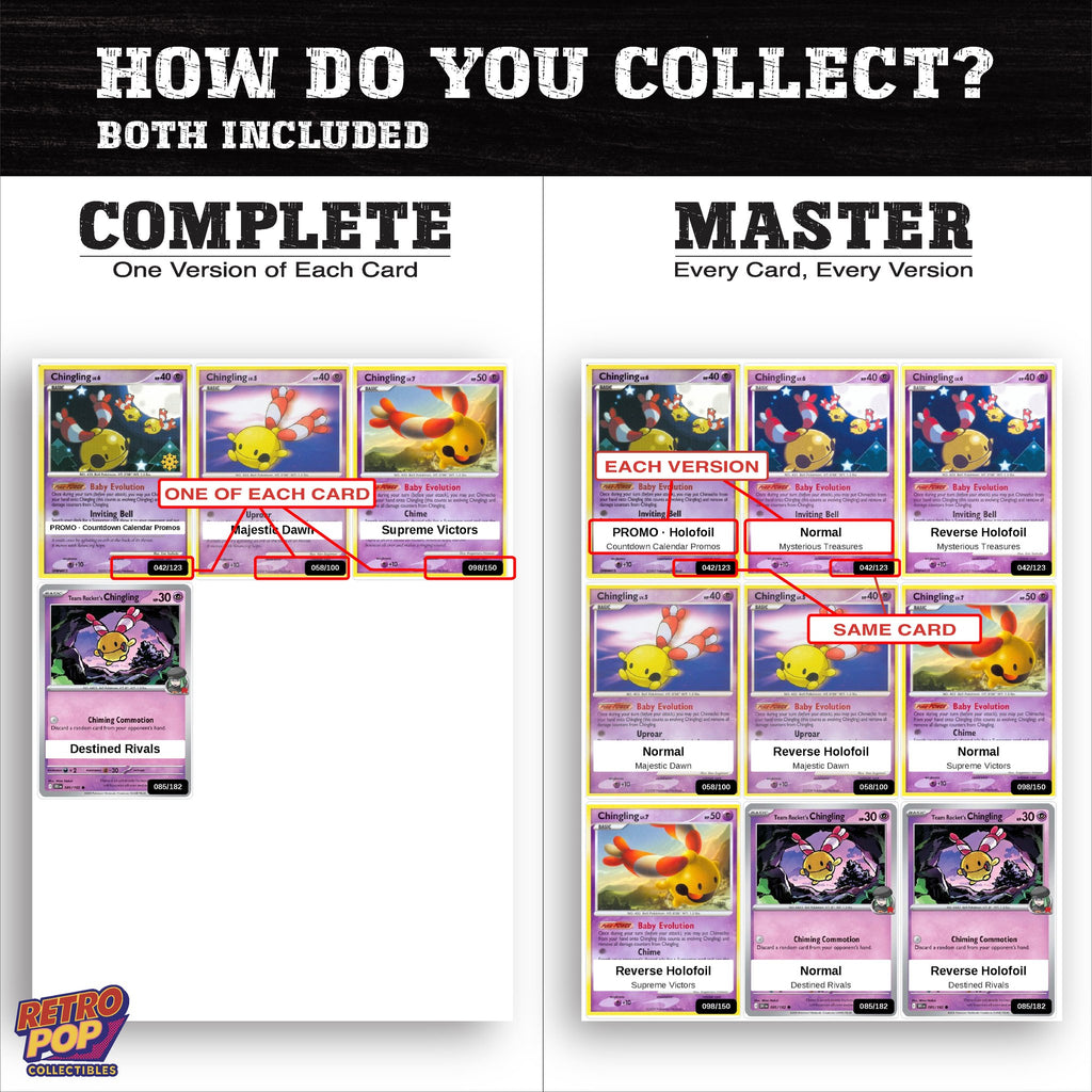 Complete Set vs Master Set versions of the Chingling binder placeholders
