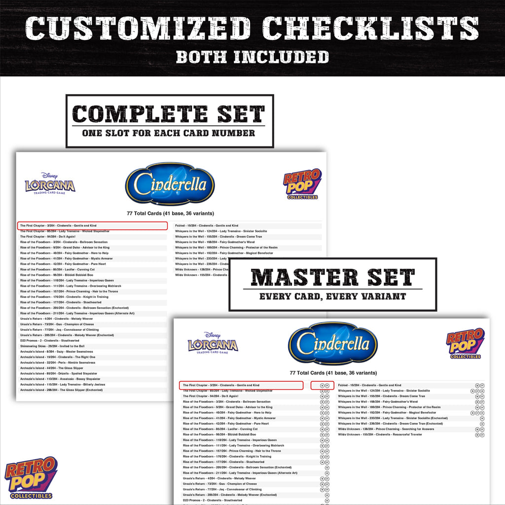 Cinderella Disney Lorcana card checklist PDF preview