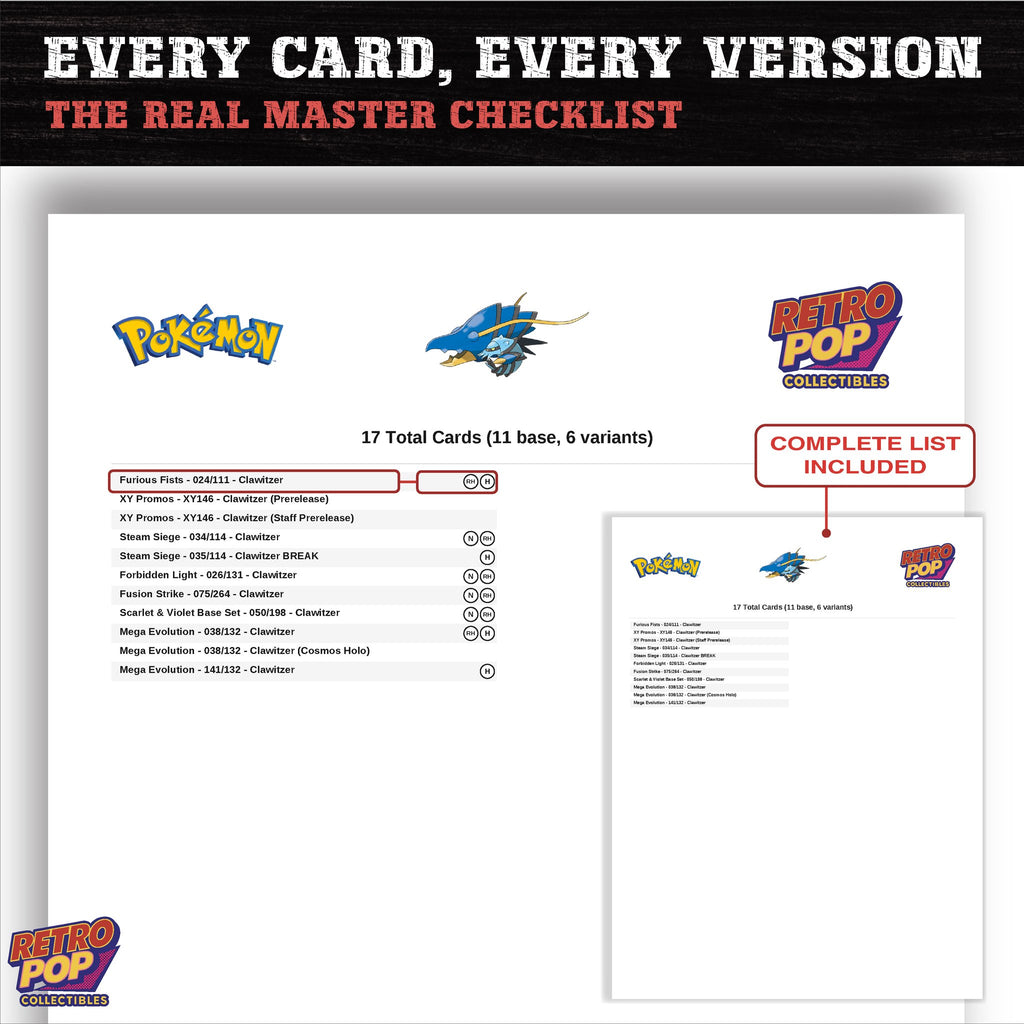 Clawitzer master set checklist PDF preview - every card listed