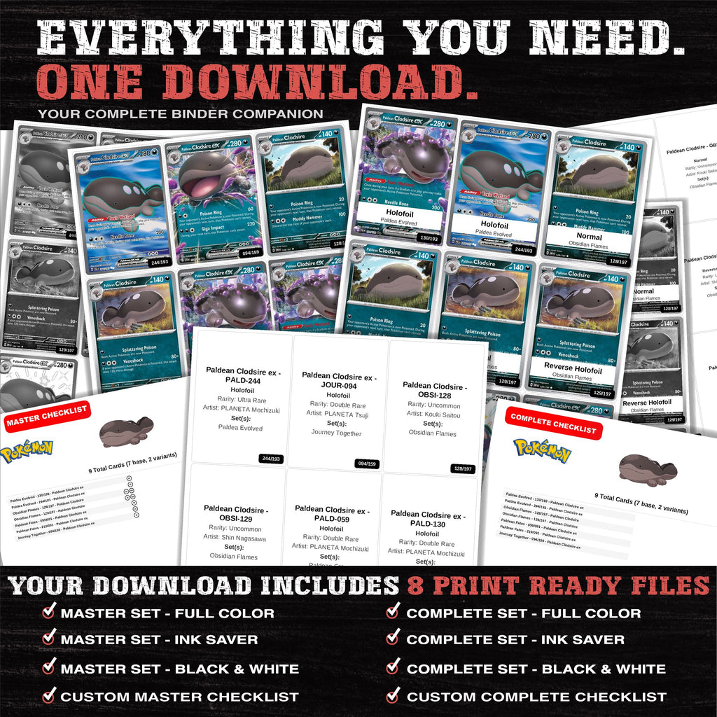 Everything included in the Clodsire master set download - 8 PDF files