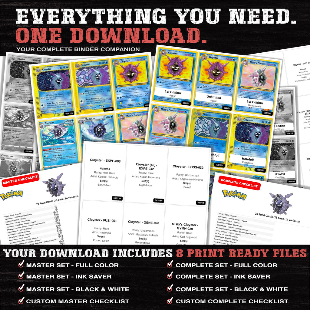 Everything included in the Cloyster master set download - 8 PDF files
