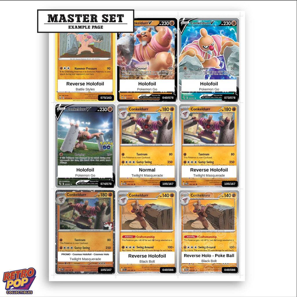 Printed Conkeldurr Pokemon placeholders in binder - real photo 3