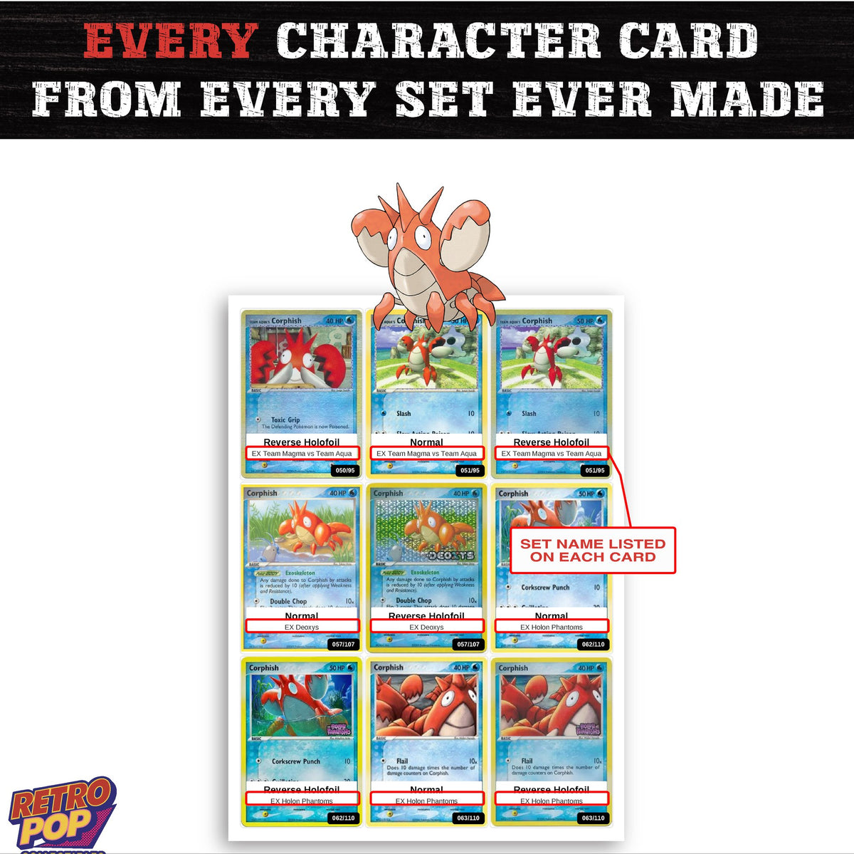 Corphish card collection preview - every set Corphish appears in