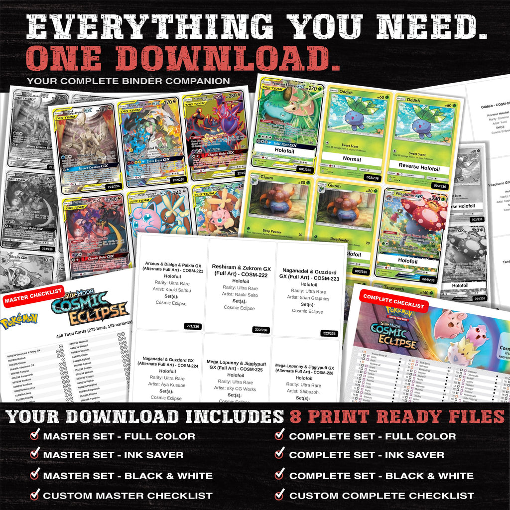 Everything included in the Cosmic Eclipse placeholder download - 8 PDF files