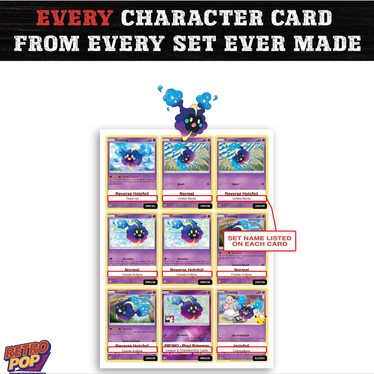 Cosmog card collection preview - every set Cosmog appears in